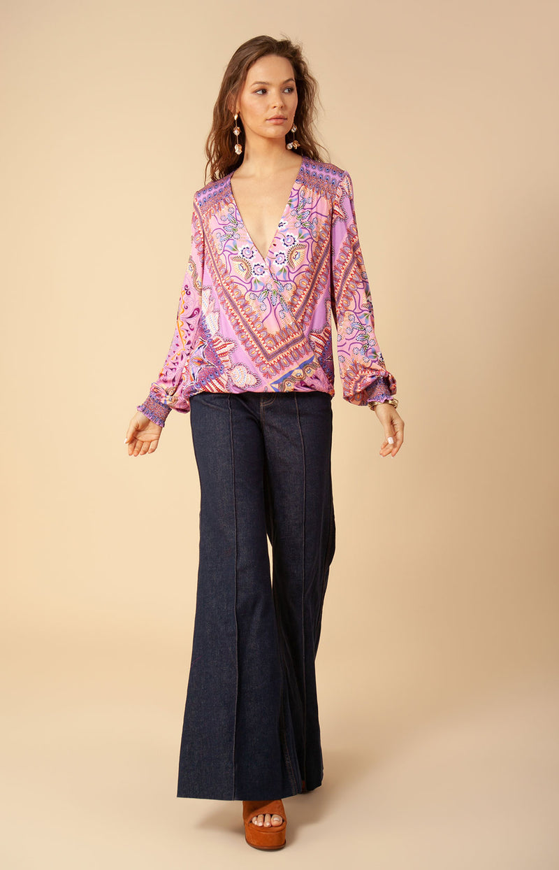 Zyana Jersey Wrap Top, color_pink
