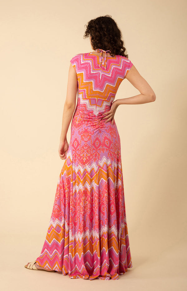 Angela Shirred Maxi Dress, color_pink