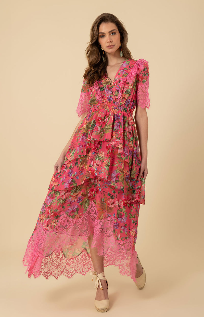 Annabelle Chiffon High Low Dress, color_pink