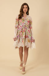 Lucile Lace Trim Georgette Dress, color_ivory