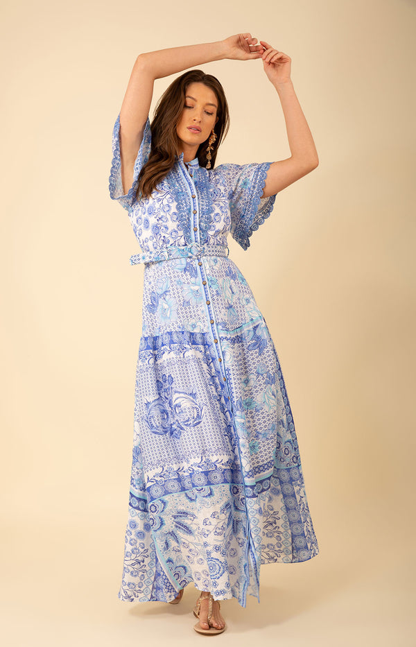 Maggie Belted Linen Maxi Dress, color_blue