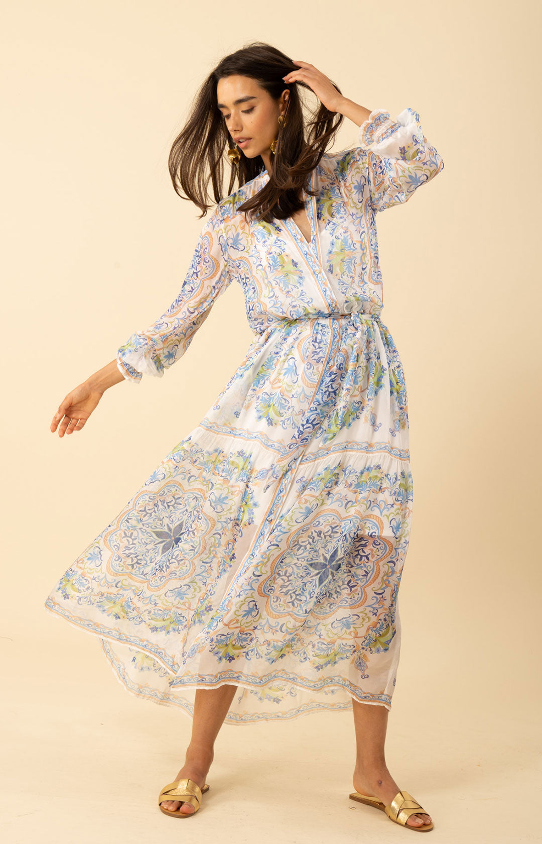 hale bob maxi dress Halo Chiffon Pink / XL Size (US):22 Reception Outfit Modern Paper Dolls with tie belt defines the