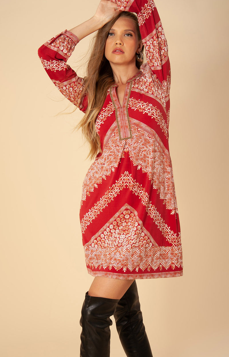 Posy Jersey Dress *Beaded*, color_red
