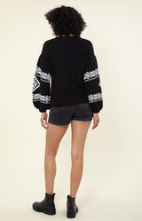 Olivia Jacquard Sweater, color_black