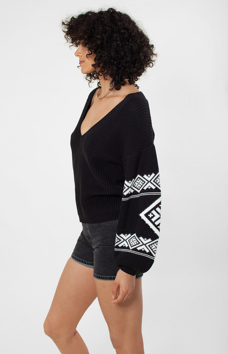 Olivia Jacquard Sweater, color_black