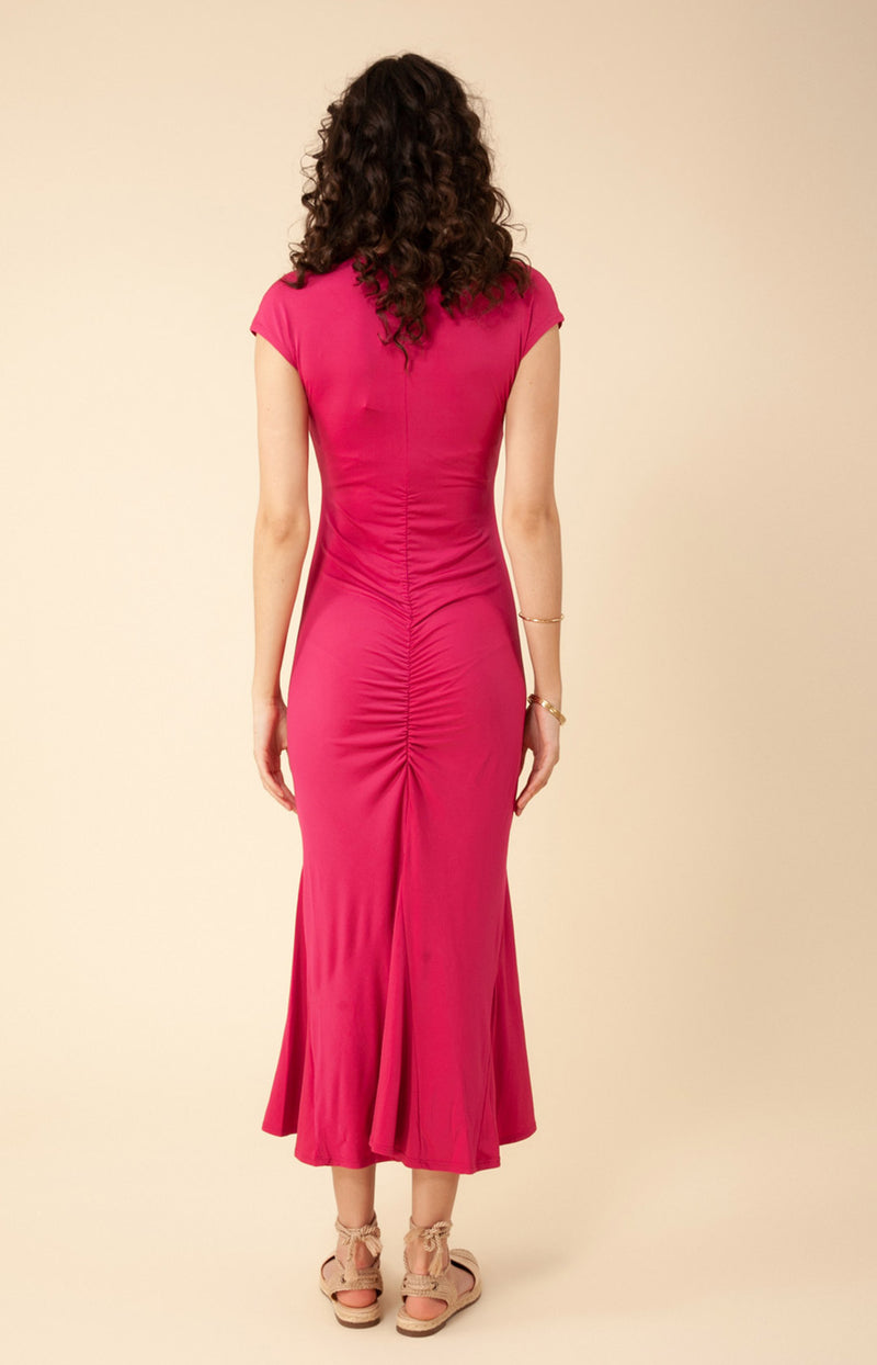 Izidora Solid Jersey Dress, color_raspberry