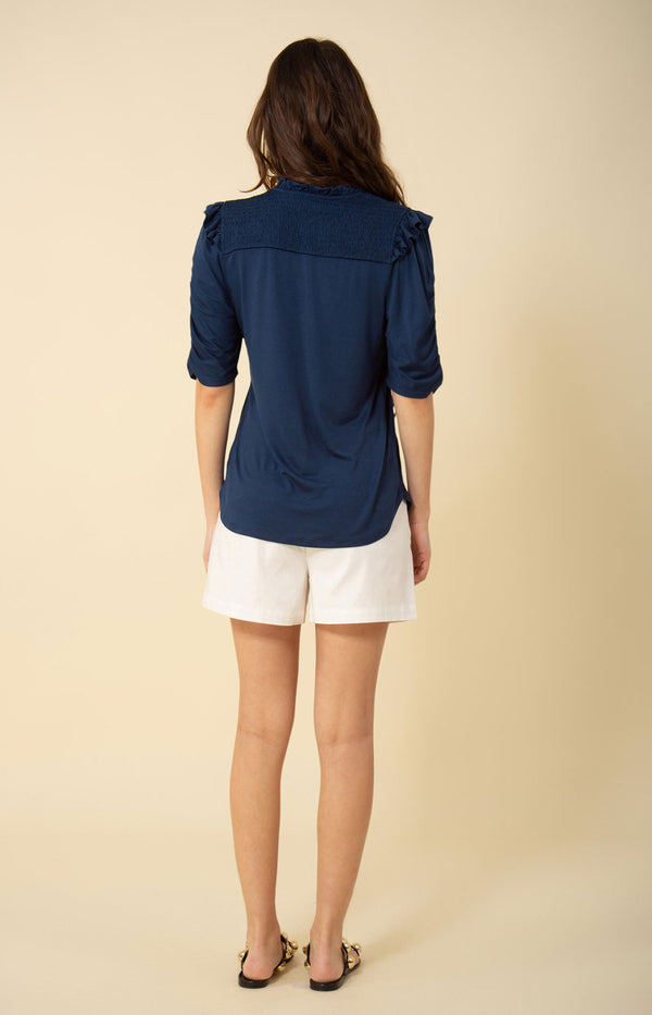 Lanthe Solid Jersey Top, color_navy