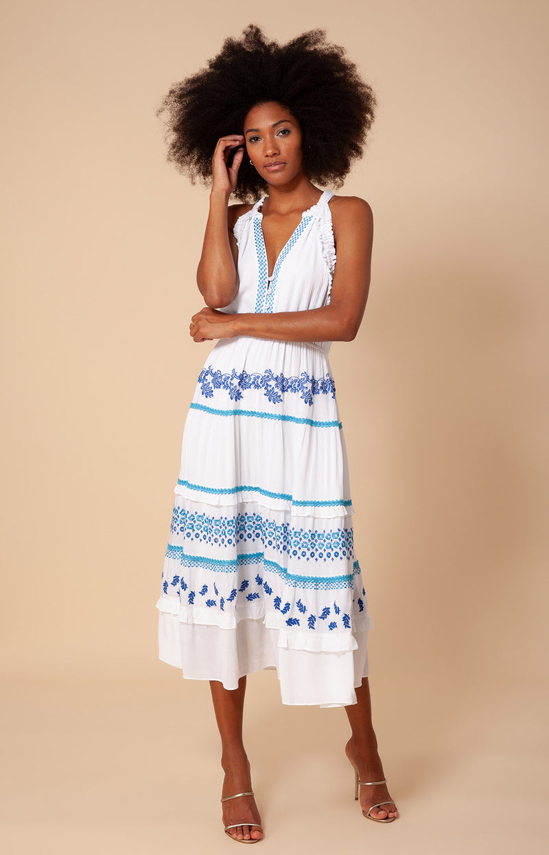 Becky Embroidered Crinkle Gauze Midi Dress, color_blue