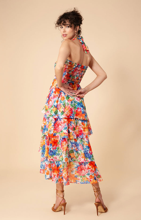 Corine Smocked Halter Dress, color_ivory