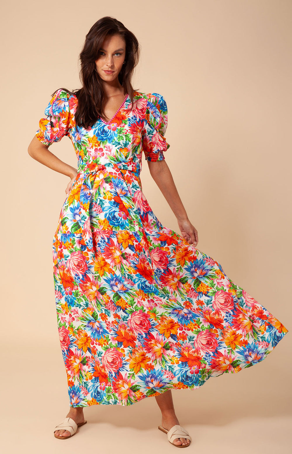 Dominica Embroidered Linen Maxi Dress