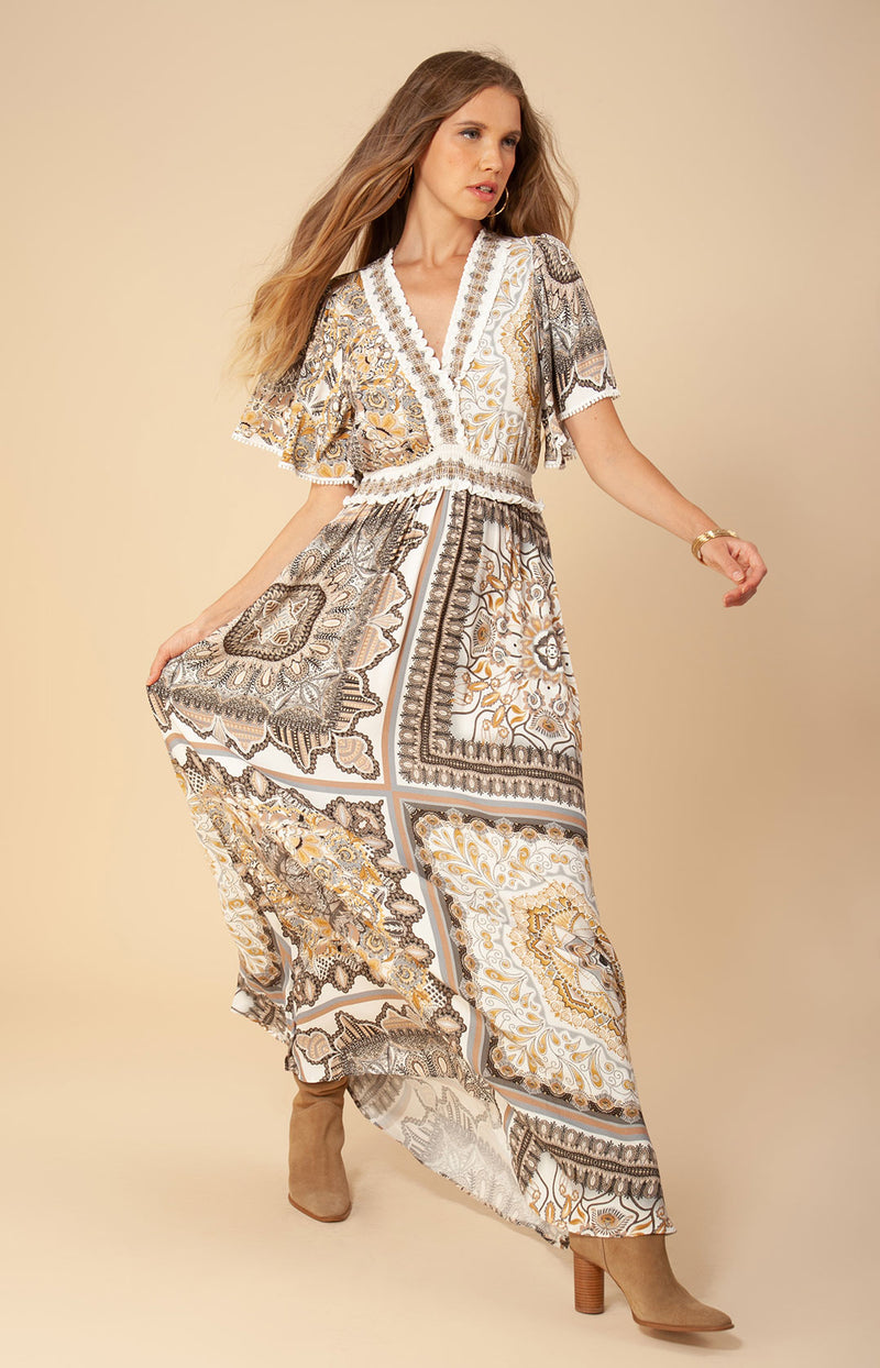 Nadja Smocked Maxi Dress, color_ivory