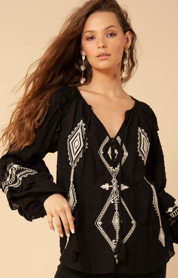 Dyana Embroidered Top, color_black