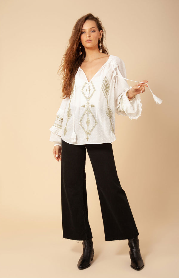 Dyana Embroidered Top, color_olive