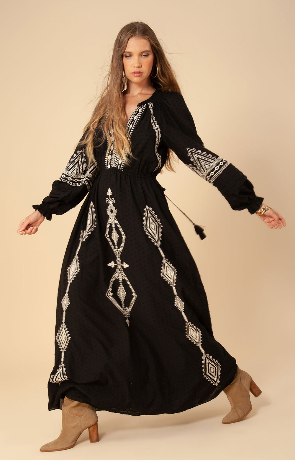 Lily Embroidered Maxi Dress Olive / XL