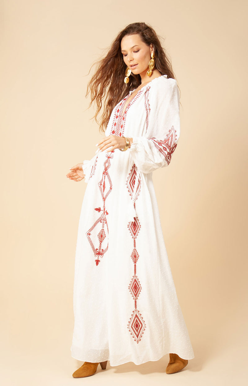 Lily Embroidered Maxi Dress Olive / M Lily Embroidered Maxi Dress Olive / M