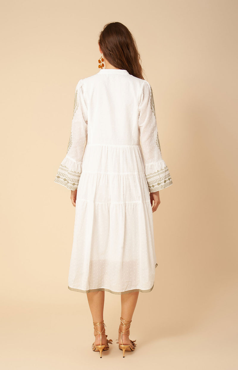 Tasha Embroidered Midi Dress Black / S Tasha Embroidered Midi Dress Black / S