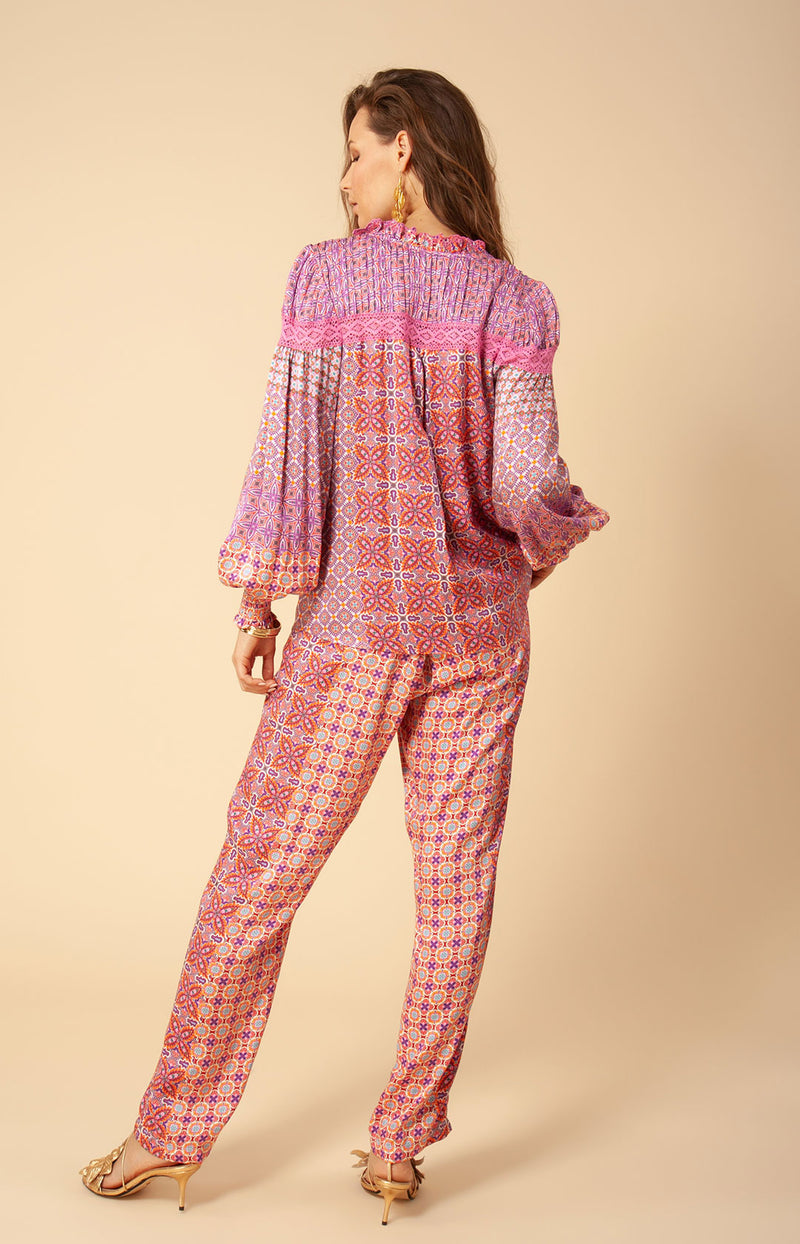 Adelaide Crochet Trim Top, color_pink