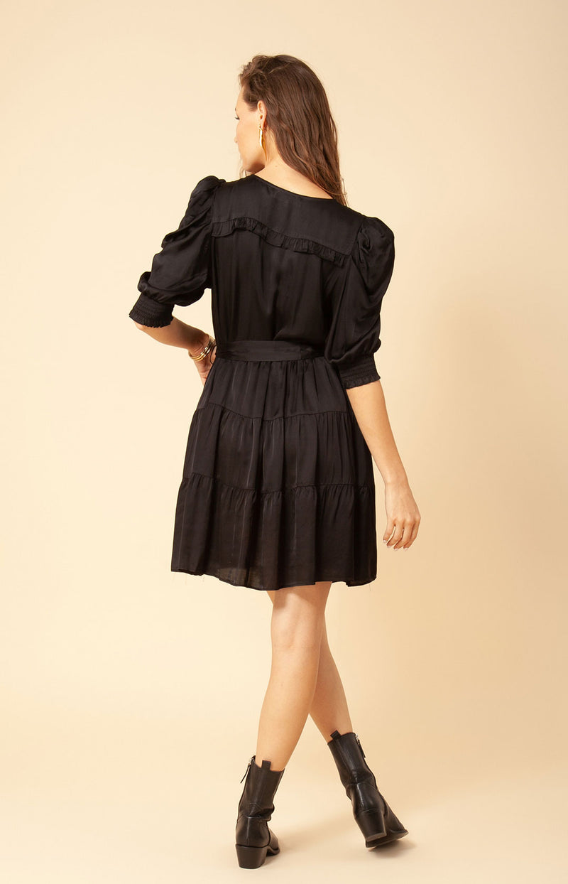 June Solid Charmeuse Dress, color_black