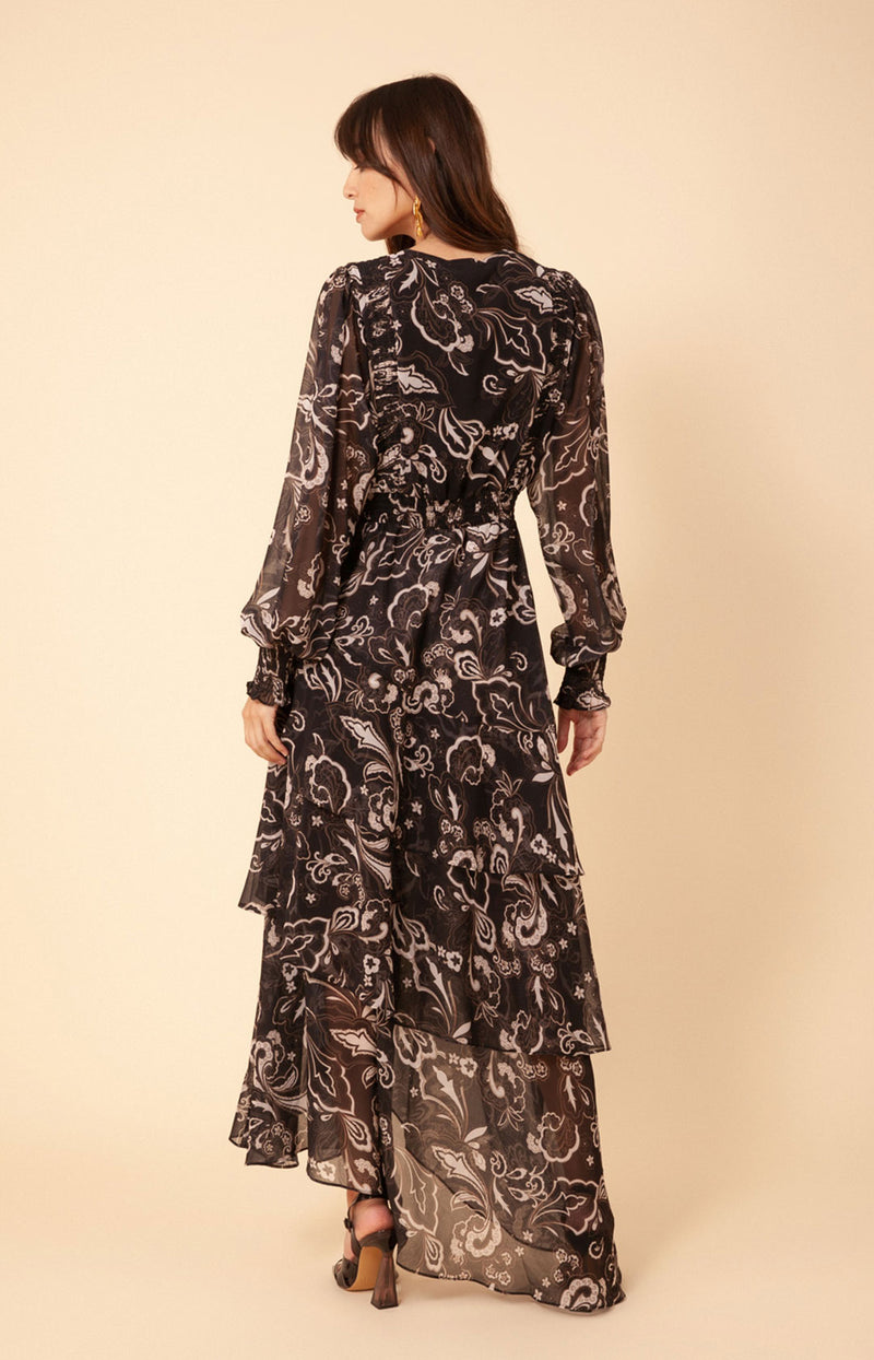 Celeste Chiffon Dress, color_black
