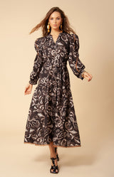 Phaedra Linen Midi Dress, color_black
