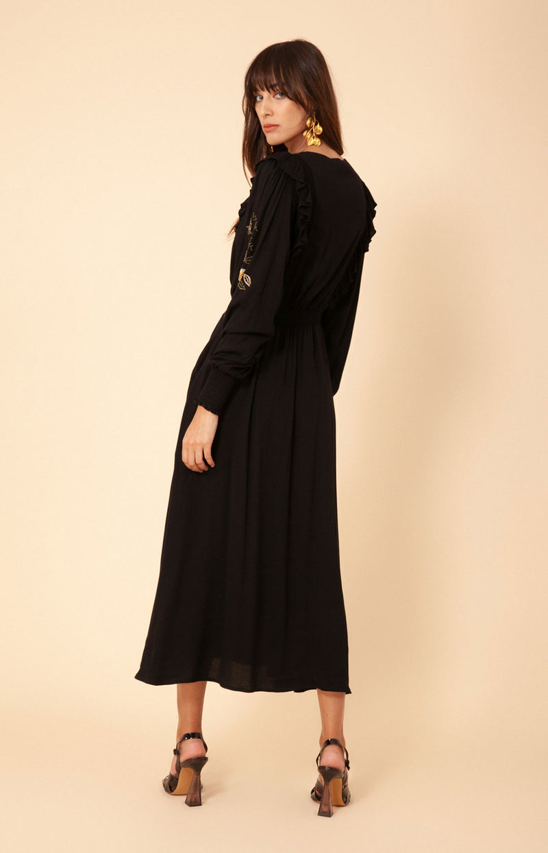 Junia Embroidered Midi Dress, color_black