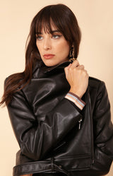 Cameo Stretch Faux Leather Jacket, color_black