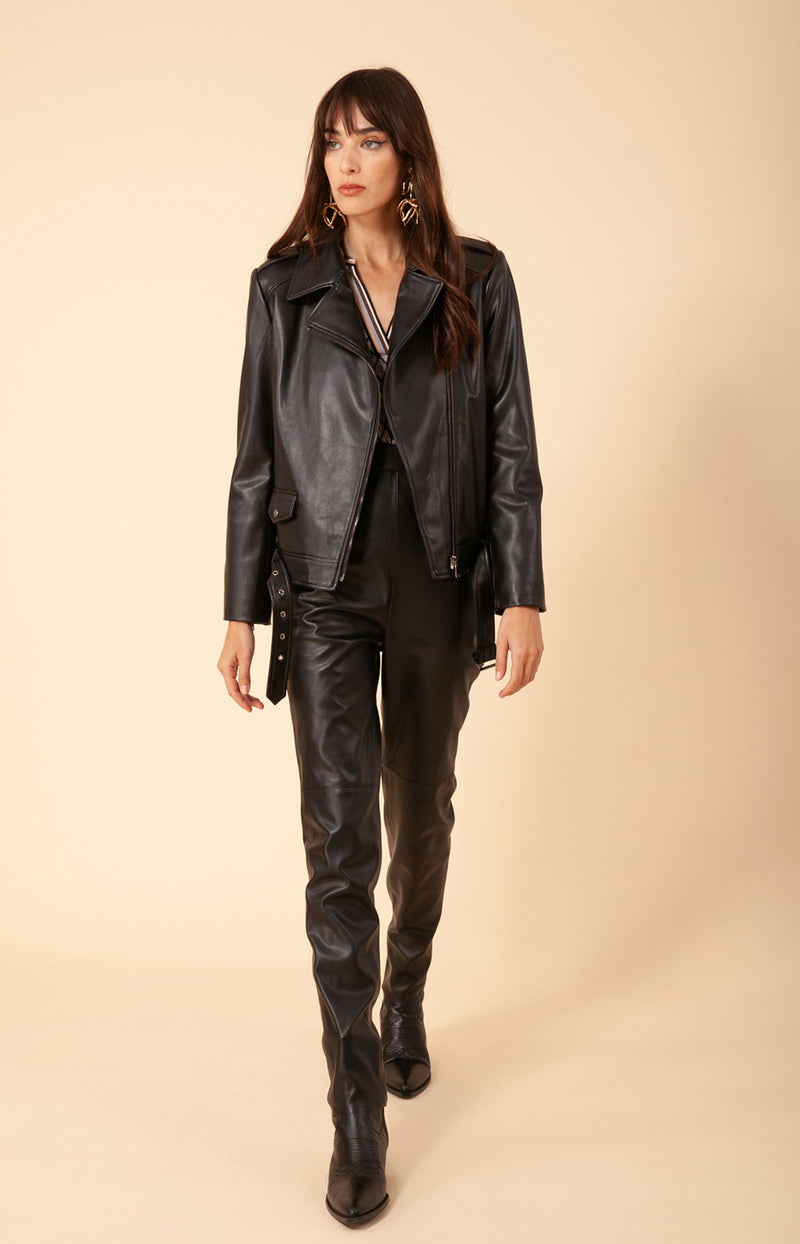 Cameo Stretch Faux Leather Jacket, color_black
