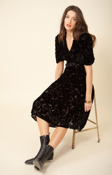 Mia Solid Velvet Burnout Midi Dress, color_black