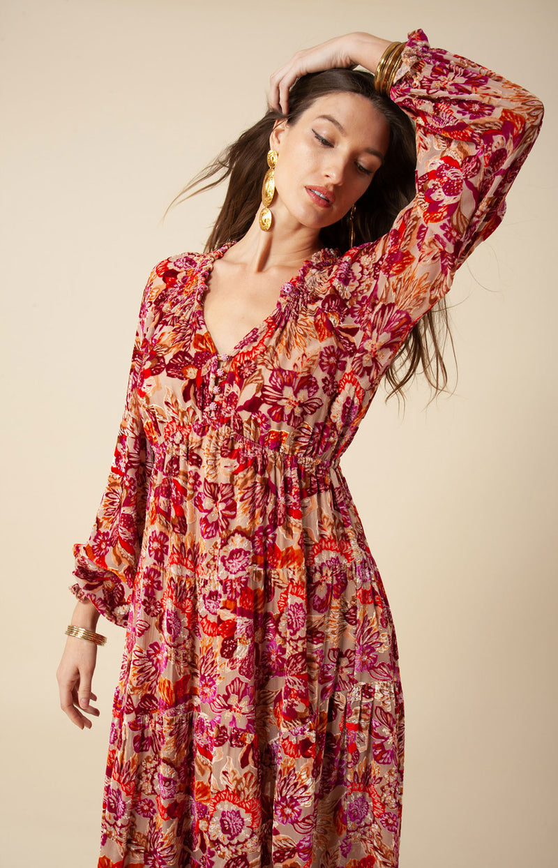 Lina Velvet Burnout Maxi Dress, color_pink
