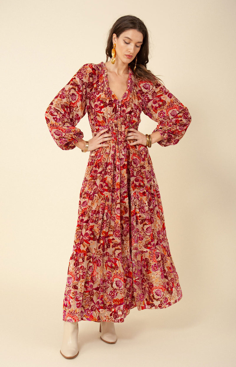 Lina Velvet Burnout Maxi Dress Lina Velvet Burnout Maxi Dress