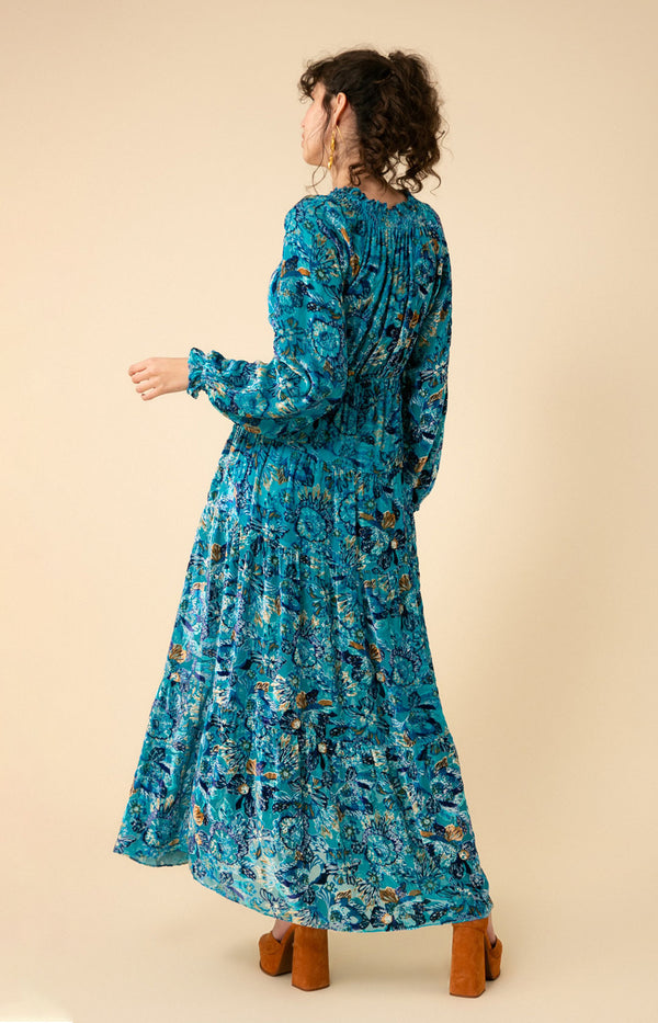 Lina Velvet Burnout Maxi Dress, color_teal