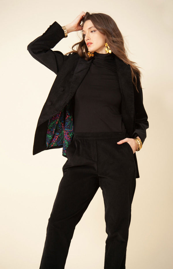 Lea Corduroy Blazer, color_black