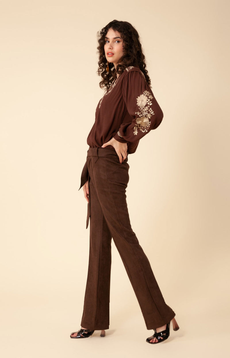Leonie Embroidered Top, color_brown