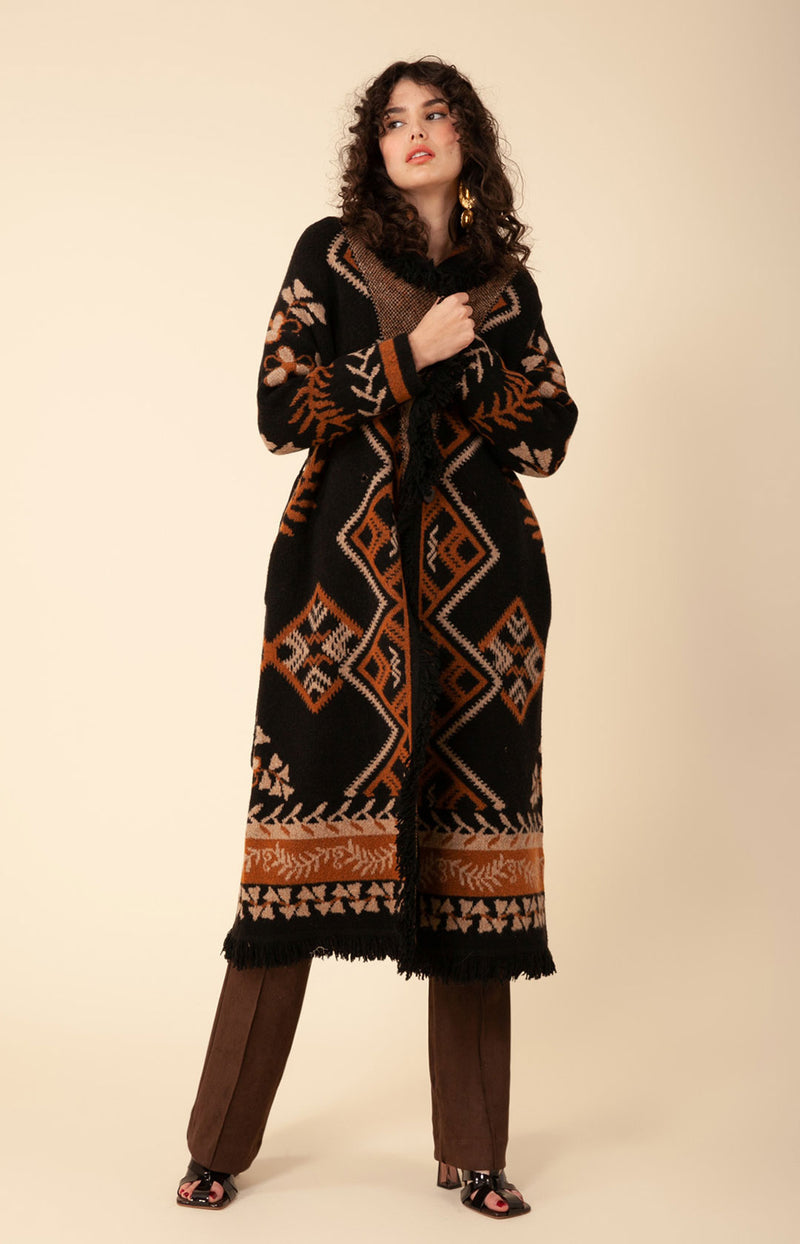 Anais Midi Jacquard Sweater, color_black