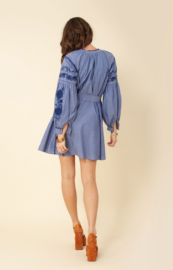Mila Embroidered Dress, color_blue