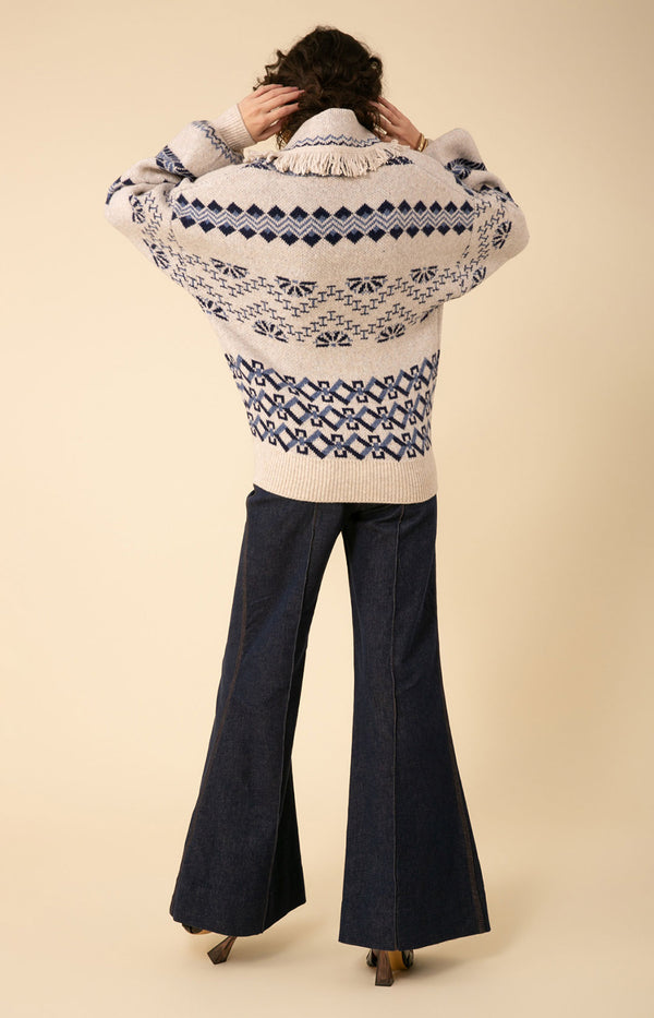 Ines Wrap Jacquard Sweater, color_ivory
