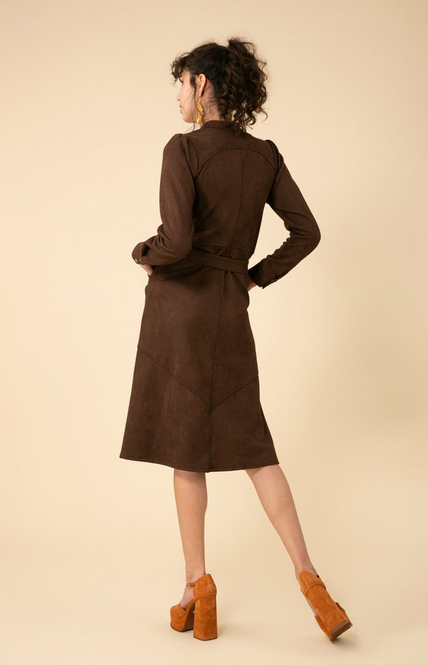 Romane Stretch Ultrasuede Dress, color_chocolate