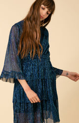 Gabrielle Tiered Lurex Crinkle Mesh Dress, color_blue