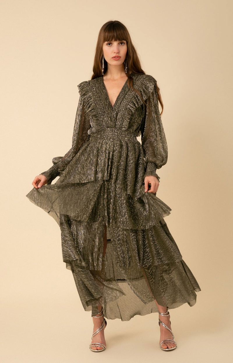 Lyna Lurex Crinkle Chiffon Dress Lyna Lurex Crinkle Chiffon Dress