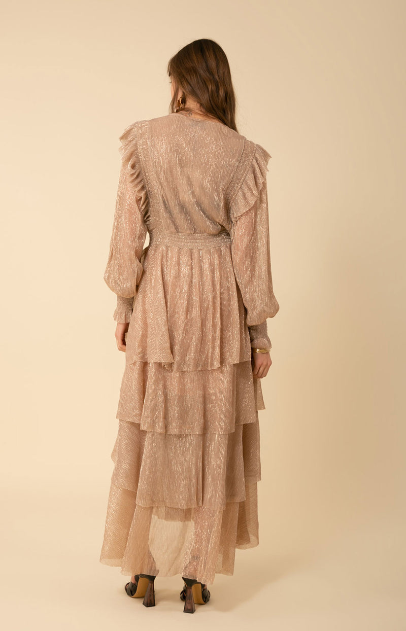 Lyna Lurex Crinkle Chiffon Dress Black / S Lyna Lurex Crinkle Chiffon Dress Black / S