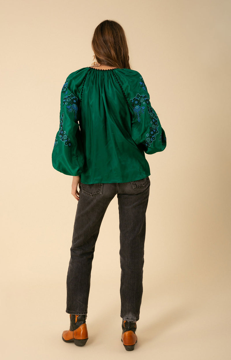 Alya Embroidered Top, color_emerald