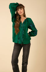 Alya Embroidered Top, color_emerald