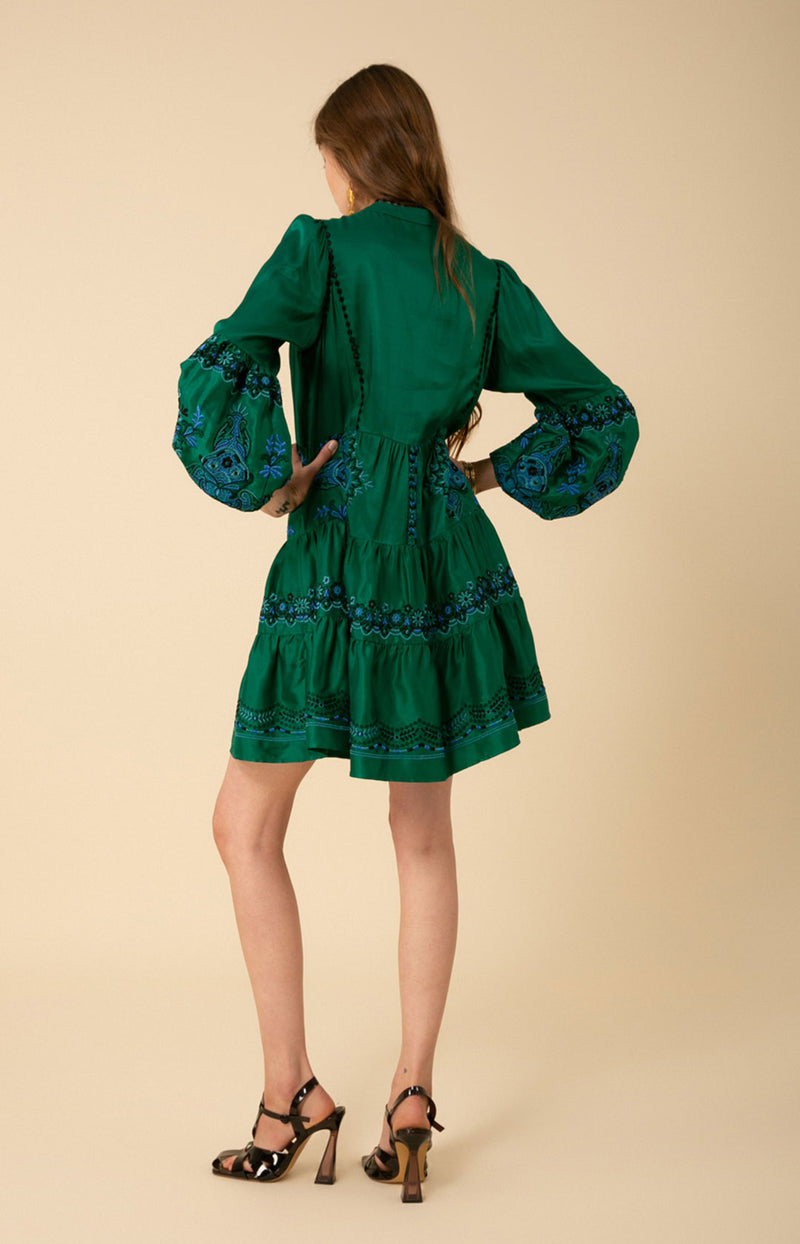 Lily Embroidered Dress, color_emerald