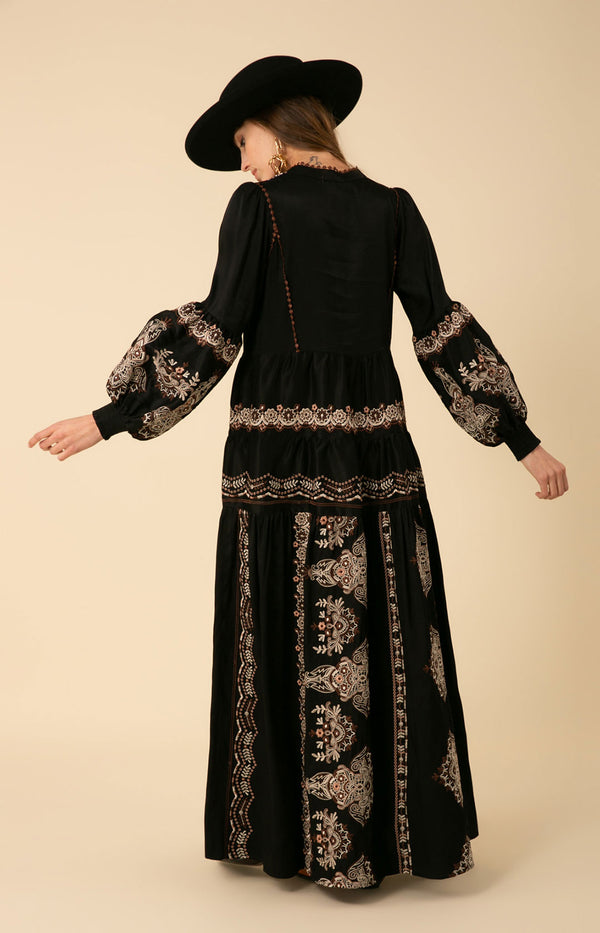 Lily Embroidered Maxi Dress, color_black