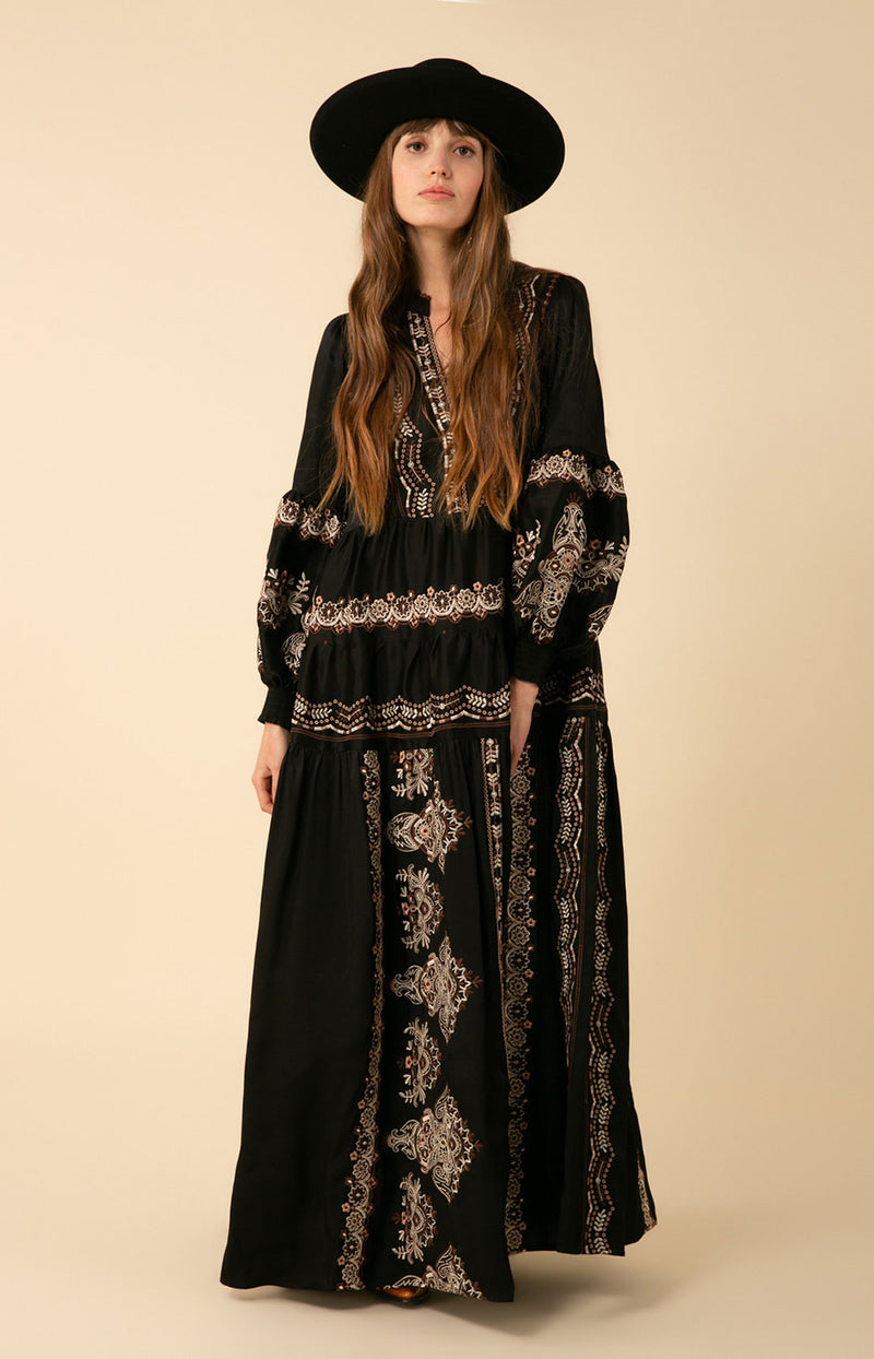 Lily Embroidered Maxi Dress, color_black