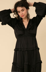Mathilde Solid Tiered Maxi Dress, color_black