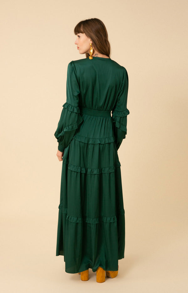 Mathilde Solid Tiered Maxi Dress, color_green
