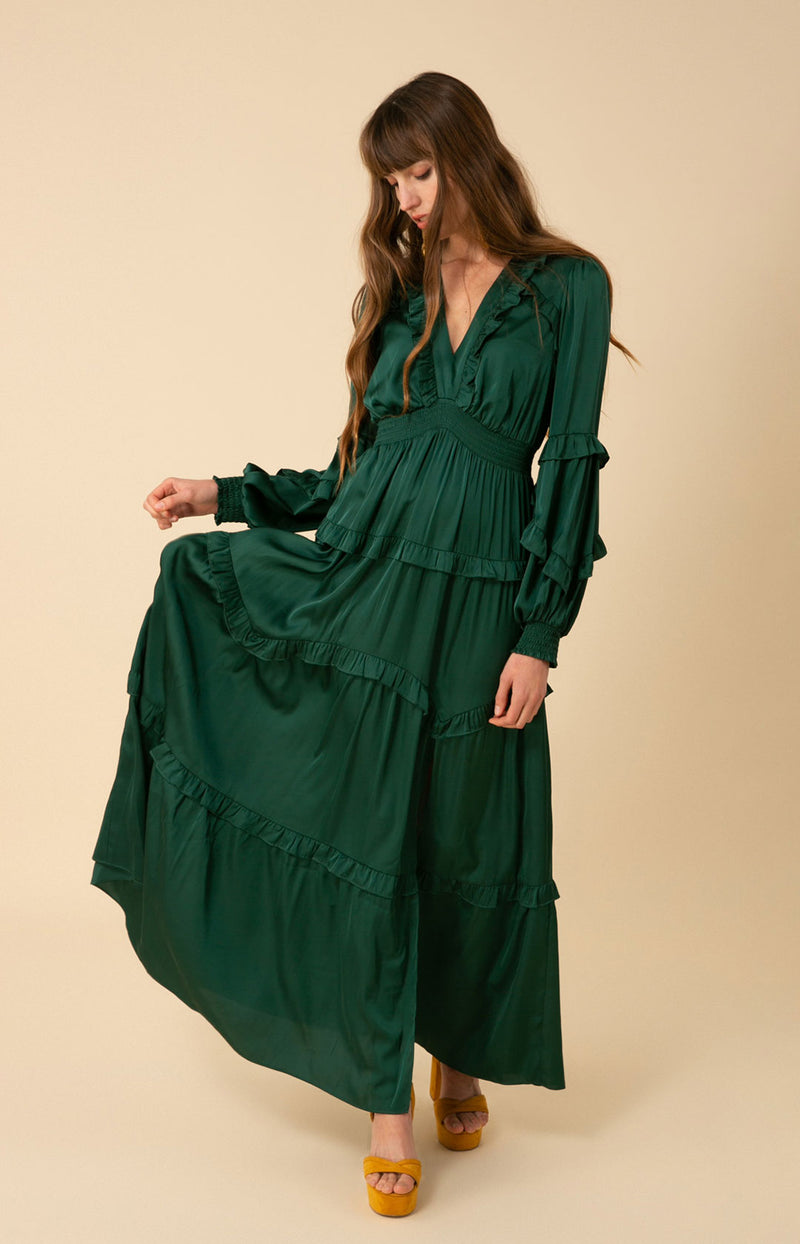 Mathilde Solid Tiered Maxi Dress Black / M Mathilde Solid Tiered Maxi Dress Black / M