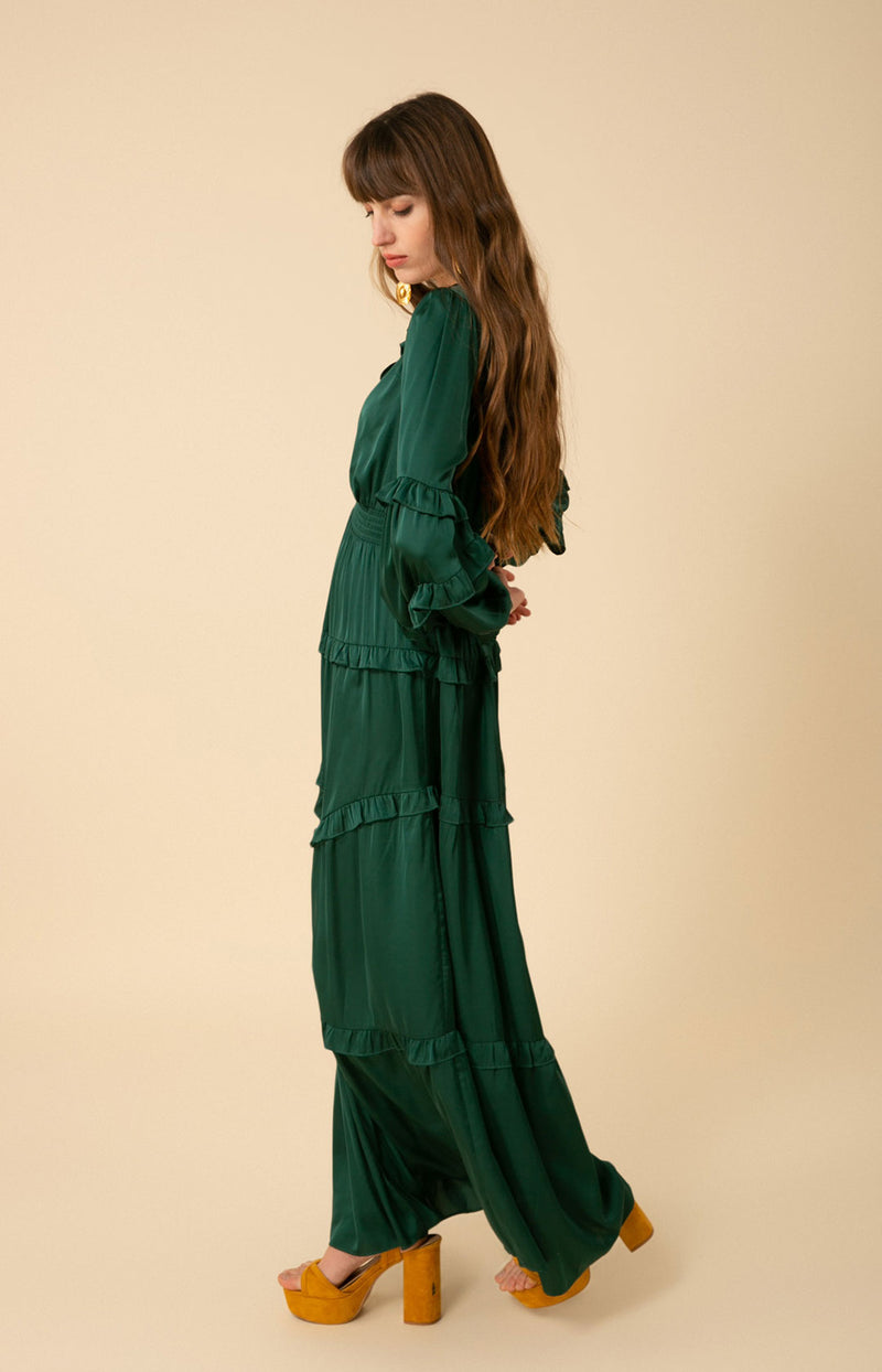 Mathilde Solid Tiered Maxi Dress, color_green
