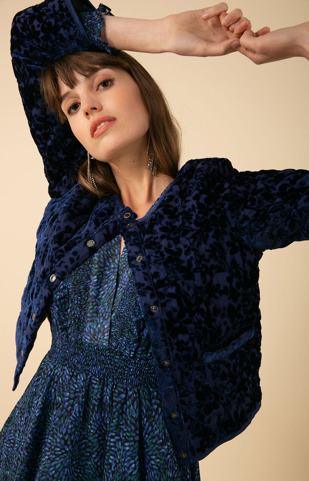 Constance Solid Quilted Velvet Burnout Top